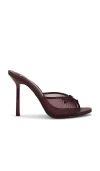Black Suede Studio Luna Mesh Bow Open-toe Heeled Mules In Brown