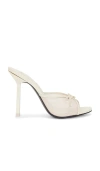 Black Suede Studio Mesh Bow Stiletto Mule Sandals In Ivory