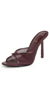 Black Suede Studio Luna Mesh Bow Open-toe Heeled Mules In Brown