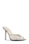 Black Suede Studio Mesh Bow Stiletto Mule Sandals In Swan Mesh
