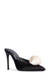 Black Suede Studio Luv Pointed Toe Mule In Black Satin Coconut