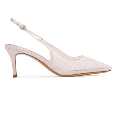 Black Suede Studio Maisie 70 Pump In White