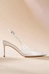Black Suede Studio Marina Lace Slingback Heels In White