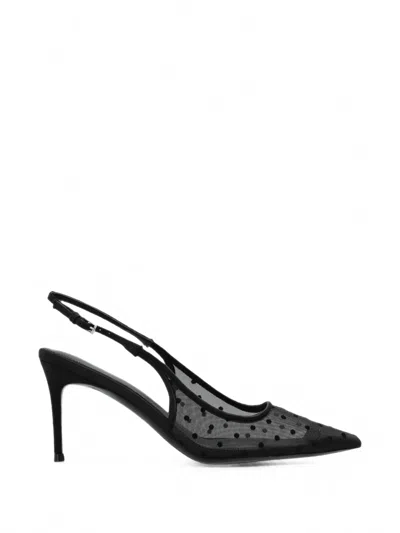 Black Suede Studio Marina Polka-dot Mesh Slingback Pumps In Animal Print