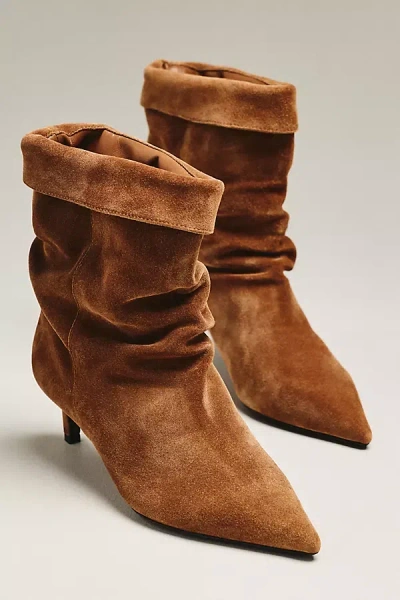 Black Suede Studio Marty Scrunch Boots In Animal Print
