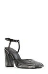 Black Suede Studio Meadow 90 Ankle Strap Pump In Black Satin