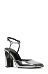 Black Suede Studio Meadow 90 Ankle Strap Pump In Silver