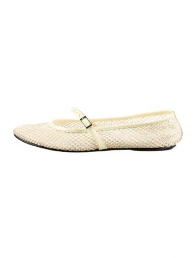 Pre-owned Black Suede Studio Mesh Ballet Flats In Yellow