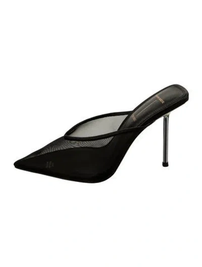 Pre-owned Black Suede Studio Mesh Mules In Black