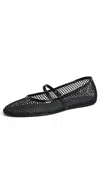 Black Suede Studio Mika Flats Black Mesh With Black Patent In Black Mesh With Black Patent S