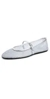 Black Suede Studio Mika Flats Silver Mesh In Silver Mesh