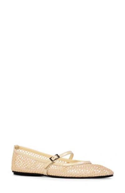Black Suede Studio Mika Mary Jane Flat In Butter Mesh