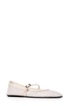 Black Suede Studio Mika Mary Jane Flat In Coconut Mesh