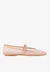 Black Suede Studio Mika Mesh Ballet Flats