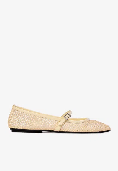 Black Suede Studio Mika Mesh Ballet Flats