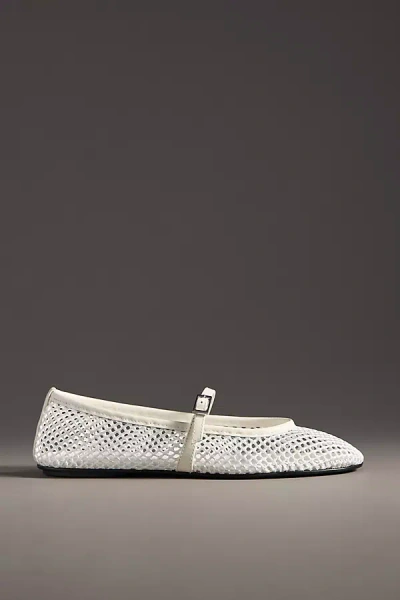 Black Suede Studio Mika Mesh Mary Jane Flats
