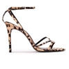 Black Suede Studio Miley 100 Satin Sandal In Animal Print