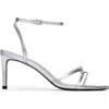 Black Suede Studio Miley Metallic Leather Sandals In Silver