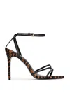 Black Suede Studio Miley Tiger-print Leather Sandals In Black
