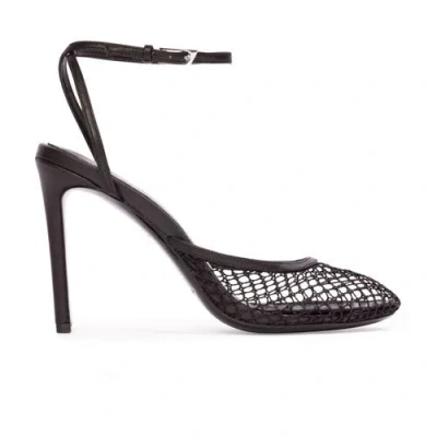 Black Suede Studio Millie100 Mesh Sandal