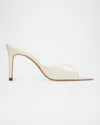 Black Suede Studio Mirror Leather Stiletto Slide Sandals In Coconut Patent
