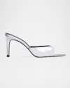 Black Suede Studio Brea Mule In Silver Mirror Metallic