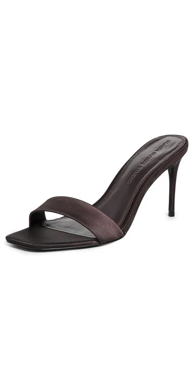 Black Suede Studio Naomi Satin Mules Cacao Satin In Brown