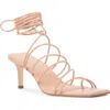 Black Suede Studio Navi Ankle Wrap Stiletto In Nude Buffed Nappa