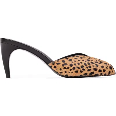 Black Suede Studio Noa 70 Mule In Camel Dotted Cheetah Pony Hair
