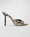 Black Suede Studio Nori 100 Sandal In Peyote Snake Leather