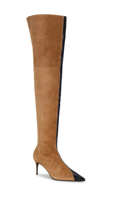 Black Suede Studio Oblik 70 Over The Knee Boot In Brown