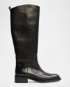 Black Suede Studio Pace Tall Boot In Black Baby Calf Leather