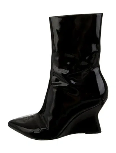 Pre-owned Black Suede Studio Patent Leather Boots In Black