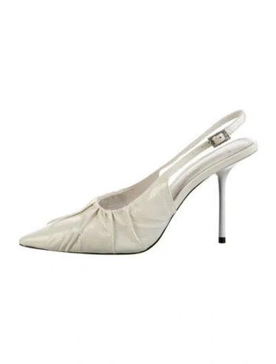 Pre-owned Black Suede Studio Patent Leather Crystal Embellishments Slingback Pumps In Neutrals/white