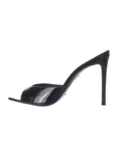 Pre-owned Black Suede Studio Patent Leather Mules In Black