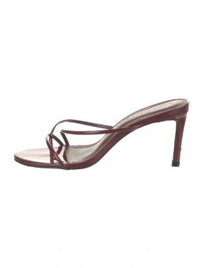 Pre-owned Black Suede Studio Patent Leather Slides In Burgundy