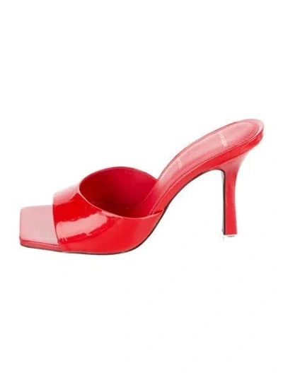 Pre-owned Black Suede Studio Patent Leather Slides In Red