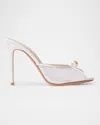 Black Suede Studio Sadie Mesh Pearl Mule Heels In White Mesh, Pearl Ornament
