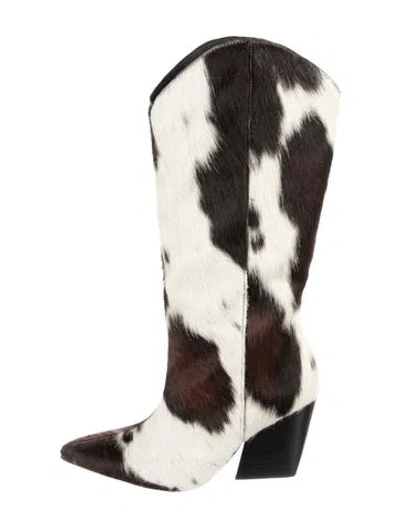 Pre-owned Black Suede Studio Ponyhair Animal Print Boots In Multi