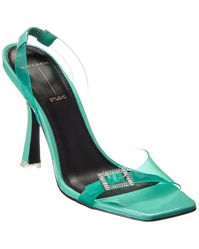Black Suede Studio Porsha Vinyl & Patent Slingback Sandal In Green
