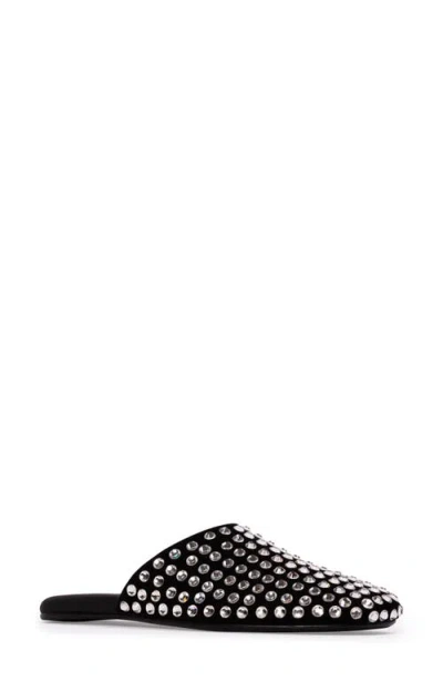 Black Suede Studio Puffy Knot Slide Sandal In Black Embellished