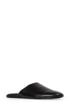 Black Suede Studio Puffy Knot Slide Sandal In Black Leather