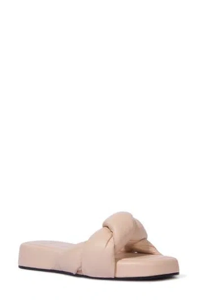 Black Suede Studio Puffy Knot Slide Sandal In Blush Leather