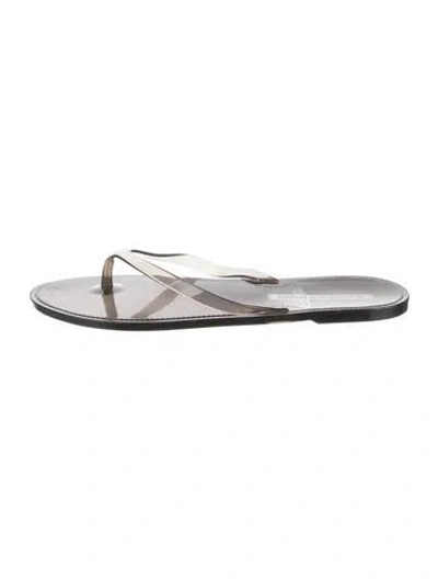 Pre-owned Black Suede Studio Pvc Flip Flops In Silver