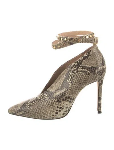 Pre-owned Black Suede Studio Python Animal Print Pumps In Neutral