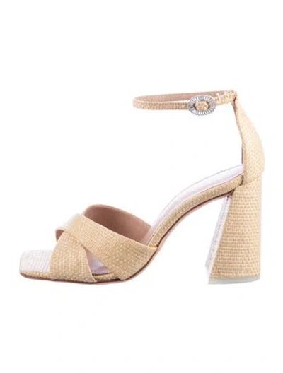 Pre-owned Black Suede Studio Raffia Sandals In Neutrals