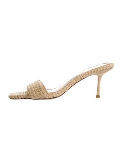 Pre-owned Black Suede Studio Raffia Slides In Neutrals