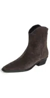 Black Suede Studio Reed Pointed Toe Western Boot In Hot Fudge Suede