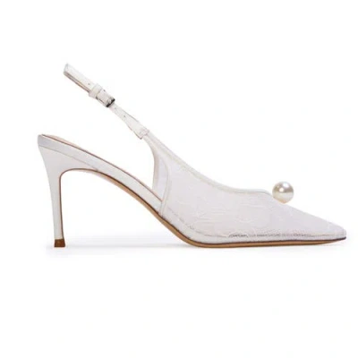 Black Suede Studio Reina 80 Lace Pump In White