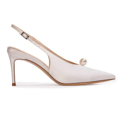 Black Suede Studio Reina 80 Satin Pump In Neutral